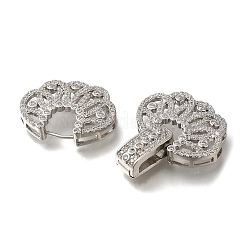 Rack Plating Flower Brass Micro Pave Clear Cubic Zirconia Fold Over Clasps&nbsp;KK-H512-06P