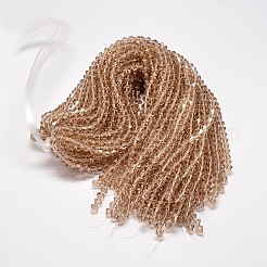 模造オーストリアクリスタルダブルコーンガラスビーズ連売り  グレードAA  多面カット  桃パフ  4x4mm  穴：0.8~1mm  約75~78個/連  28~29cm&nbsp;GLAA-F029-4x4mm-12