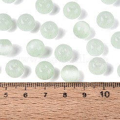 Fgbグレードaドローベンチスタイルガラスシードビーズ  ラウンド  模造キャットアイビーズ  淡緑色  9.5mm  穴：1.4~1.6mm  約420個/ポンド&nbsp;SEED-Q040-10MM-21