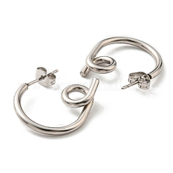 変色しない304ステンレススチール製ツイストノットスタッドピアス（女性用）  ステンレス鋼色  20x4.5mm&nbsp;EJEW-F319-09P