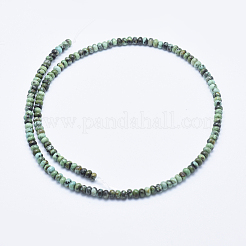 天然アフリカンターコイズ（ジャスパー）ビーズ連売り  ロンデル  4~4.5x2~3mm  穴：1mm  約160個/連  15.7インチ（40cm）&nbsp;G-E444-49-4mm