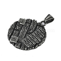 304ステンレスペンダント  フラットラウンドのチャーム  アンティークシルバー  40x35.5x3.5mm  穴：8x4.5mm&nbsp;STAS-Z097-20AS