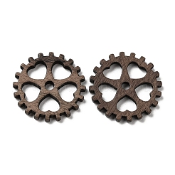 クルミ材の中空ペンダント  スター付きギアチャーム  染色されていない  コーヒー  23.5x2.5mm  穴：2.8mm&nbsp;WOOD-G018-03-1