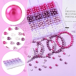 DIY ブレスレット/ネックレス ストレッチ キット  ABSプラスチック模造パールビーズ600個と透明弾性クリスタル糸1個が含まれています。  ミックスカラー  ビーズ：7.5~8mm  穴：1.8~2.3mm  600pc&nbsp;DIY-FS0008-85