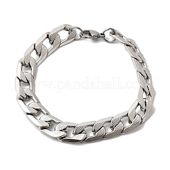 201 Stainless Steel Cuban Link Chains Bracelets for Women Men&nbsp;STAS-T077-19A-04P