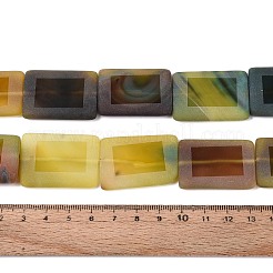染め加工天然石瑪瑙ビーズ連売り  長方形  黄色と緑  艶消し  30~37x20~26x4~9mm  穴：1~1.6mm  約11個/連  13.39~15.51''（34~39.4センチメートル）&nbsp;G-T144-25B-04