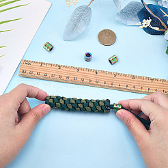 チタン合金パラシュートロープヨーロピアンビーズ4個  大穴ビーズ  溝付き柱  虹色  10x10mm  穴：6mm&nbsp;FIND-FG0005-43RC