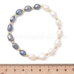 Natural Freshwater Pearl & Non-magnetic Synthetic Hematite Beaded Stretch Bracelets for Women&nbsp;BJEW-JB13552
