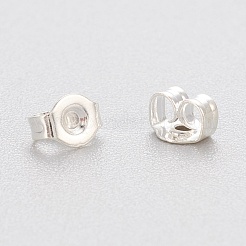 304ステンレススチール製イヤーナット  ポスト イヤリングのバタフライ イヤリング バック  銀  4x3x2mm  穴：0.8mm&nbsp;STAS-K203-01S