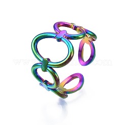 304 Stainless Steel Oval Wrap Cuff Ring&nbsp;RJEW-N038-099