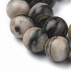 天然ブラックシルクストーン/ネットストーンラウンドビーズ連売り  12mm  穴：1mm  約34個/連  15.7インチ&nbsp;G-N0148-03-12mm