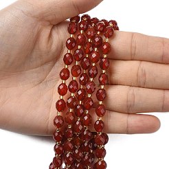 天然石カーネリアンビーズ連売り  多面カット  ライス  シードビーズで  染め＆加熱  7.5~8x6~7.5mm  穴：0.8~1mm  約36~40個/連  15.55~15.75''（39.5~40センチメートル）&nbsp;G-F809-A22-01