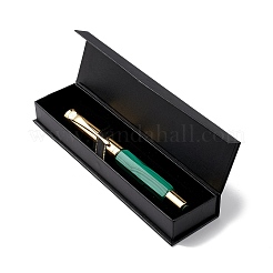 天然マラカイト真鍮ペン  レイキエネルギー万年筆  ペンケース付き  オフィス＆スクール用品  142x19x14mm&nbsp;AJEW-M209-02G