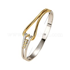 Duo Tone 304 Stainless Steel Crystal Rhinestone Hinged Cuff Bangles for Women&nbsp;WG4FF72-02