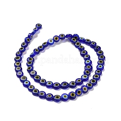 Handmade Evil Eye Lampwork Flat Round Bead Strands&nbsp;LAMP-L058-6mm-23
