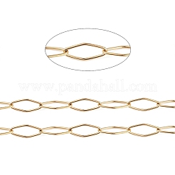 304ステンレススチールホースアイリンクチェーン  溶接されていない  スプールで  ゴールドカラー  19.5x7x1mm  約32.81フィート（10m）/ロール&nbsp;CHS-C006-15G