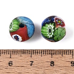 Handmade Millefiori Glass Lampwork Round Beads&nbsp;LA-N001-01B-13MM