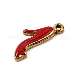 304ステンレスペンダント  エナメル  ハイヒールの靴のチャーム  ゴールドカラー  レッド  19x8x2.5mm  穴：1.2mm&nbsp;SA-CBA9716-05G-B