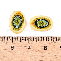 Natural Freshwater Shell Double Face Printed Oval Charms&nbsp;SHEL-T020-05D