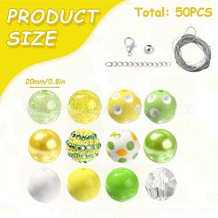 不透明アクリルビーズセット  レモンのテーマ  ラウンド  芝生の緑  18~20x18~19mm  穴：2~3mm&nbsp;MACR-CJC0001-13A-01