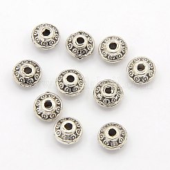 チベット風スペーサービーズ  ロンデル  アンティークシルバー  6x3mm  穴：2mm&nbsp;TIBEB-E033-AS