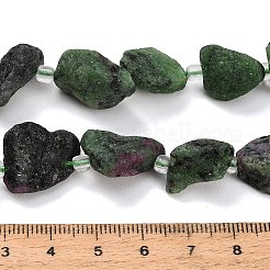 天然石ルビーインゾイサイトビーズ連売り  生のラフ  ナゲット  シードビーズで  13~23x12~16x6~13mm  穴：1mm  約11~13個/連  7.44''（18.9cm）〜7.99''（20.3cm）&nbsp;GG-CBA0B77-A14-03