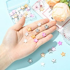染色された天然シェルのスターチャーム50個  ミックスカラー  12x2mm  穴：1.2mm&nbsp;BSHE-FS0001-16