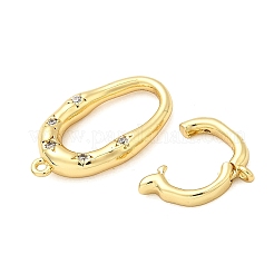 Rack Plating Brass Micro Pave Clear Cubic Zirconia Fold Over Clasps&nbsp;KK-K392-48G