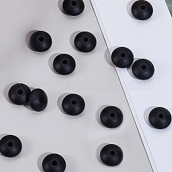 ロンデルシリコンフォーカルビーズ180個  ブラック  12x6.5mm  穴：2mm&nbsp;SIL-SP0001-20B