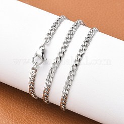 変色しない304ステンレススチールカーブチェーンネックレス作り  ツイストチェーン  カニカン付き  ステンレス鋼色  17インチ〜17.7インチ（45.5~45.7cm）  3mm&nbsp;X-STAS-A028-N108P