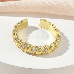 Brass Micro Pave Cubic Zirconia Cuff Open Rings&nbsp;RJEW-C163-21G