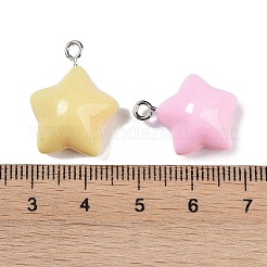 不透明樹脂ペンダント  カン付き  スター  20x16.5x9mm  穴：2mm&nbsp;X-RESI-H162-07P-02