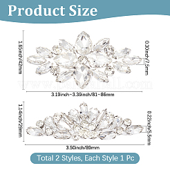 4個 2スタイル 合金ガラスカボション  花  衣類用アクセサリー  プラチナ  花  29~42x81~89x5.5~7.5mm&nbsp;DIY-GF0013-79