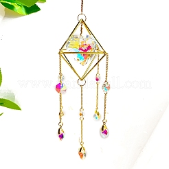 Rhombus Brass with Iron Chain Hanging Ornaments&nbsp;PW-WG5D558-01
