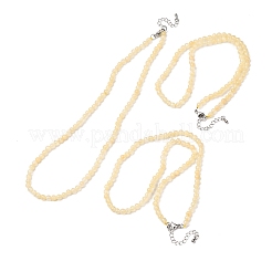 4MM Grade A Natural Golden Silk Jade Round Beaded Necklaces&nbsp;GG-CBAA808-03P-A