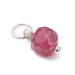 Natural Colorful Tourmaline Table Cut Cube Charms with 304 Stainless Steel Findings&nbsp;PALLOY-JF04875