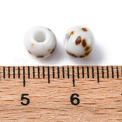 手作りの陶器ビーズ  ラウンド  サドルブラウン  6~7x5~6mm  穴：2mm&nbsp;PORC-D300-A06