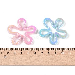 UVメッキ不透明アクリルビーズ  花  ミックスカラー  42x43x7mm  穴：1.8mm&nbsp;OACR-Z020-14