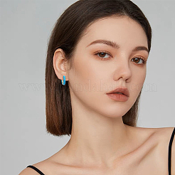 4 Pairs Two Tone 304 Stainless Steel Chunky Huggie Hoop Earrings with Enamel for Women&nbsp;EJEW-DC0001-37