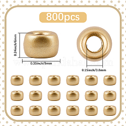 スプレー塗装プラスチックビーズ800個  バレル  黄金メッキ  9x6mm  穴：3.8mm&nbsp;KY-SP0001-55B