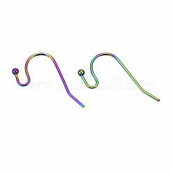 304ステンレススチールピアスフック  耳ワイヤー  虹色  20~21x15mm  穴：2mm  21ゲージ  ピン：0.7mm&nbsp;STAS-N098-011