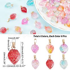 48Pcs 6 Colors Two Tone Transparent Spray Painted Glass Pendants&nbsp;GLAA-NB0001-38