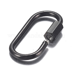 304ステンレススチールスクリューカラビナロックチャーム  ネックレス作り用  クイックリンク  オーバル  ミックスカラー  21x11x4mm  ネジ:7x4mm&nbsp;STAS-H107-04A