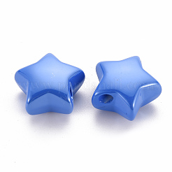 不透明なアクリルビーズ  パールカラーの  スター  ブルー  20.5x21x12.5mm  穴：3.5mm&nbsp;X-MACR-S372-02B-86