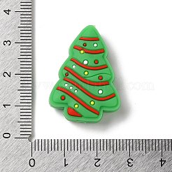 クリスマステーマのシリコンフォーカルビーズ  クリスマスツリー  30x21x9mm  穴：3.5mm&nbsp;SIL-G011-09B