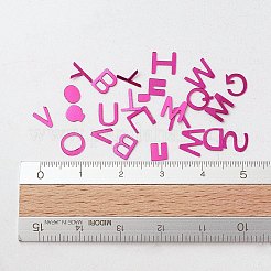 オーナメントアクセサリープラスチック製スパンコール/スパンコールビーズ  アルファベット  濃いピンク  5.5x5.5~6x0.1mm&nbsp;LS-X-PVC-E001-12-YD03