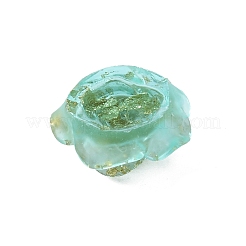 クリア樹脂カボション  金箔  花  ターコイズ  14x7mm&nbsp;RESI-WH0026-49C