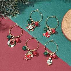 Christmas Theme Alloy Enamel Wine Glass Charms&nbsp;AJEW-JO00194