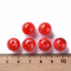 アクリルビーズ  天然石風  ラウンド  レッド  12mm  穴：2mm&nbsp;X-MACR-S375-001D-05