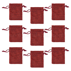20Pcs Rectangle Polyester Imitation Burlap Packing Pouches Drawstring Bags&nbsp;ABAG-TA0001-96C